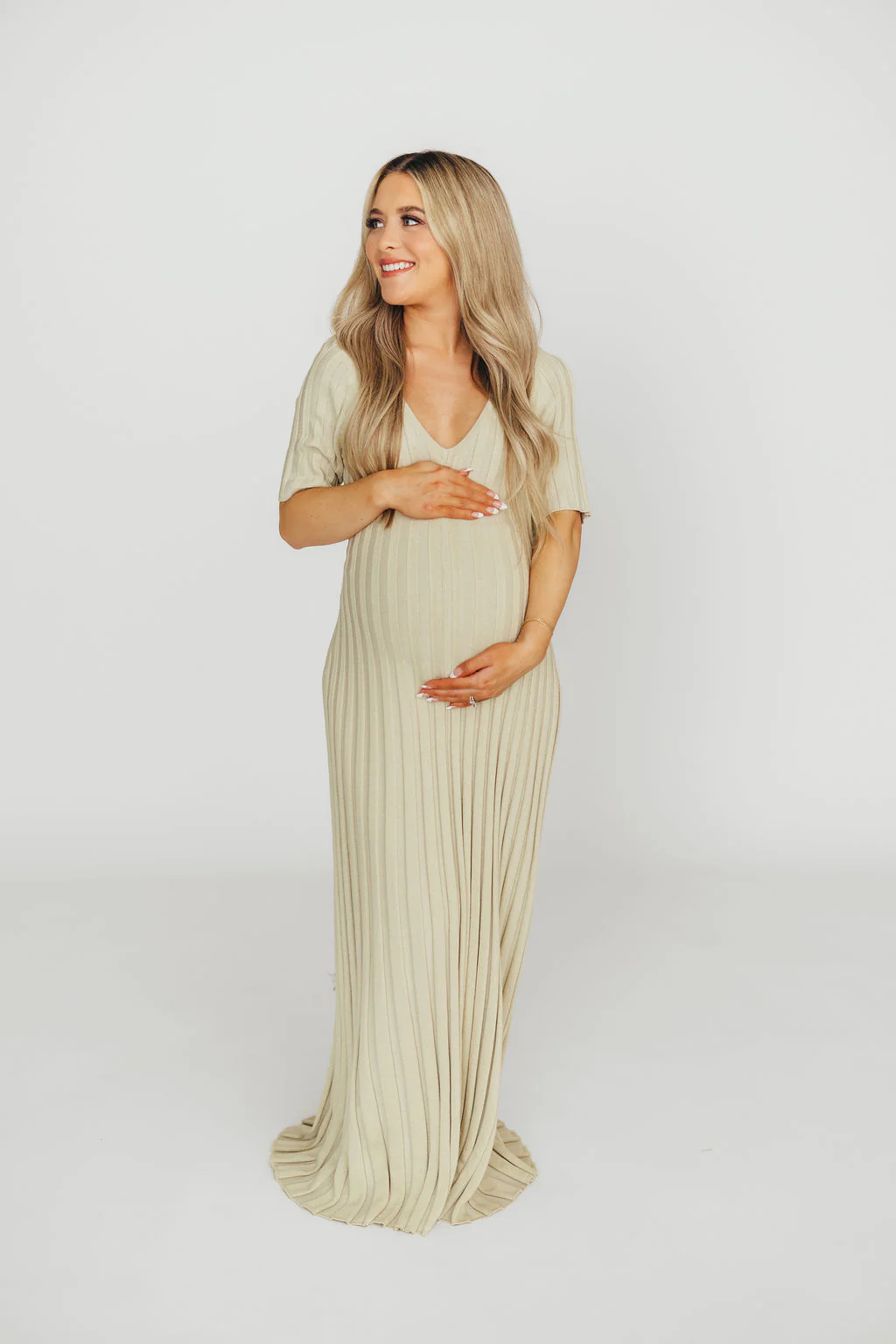 Oakley Ribbed Maxi Dress in Dusty Lime - Bump Friendly *Final-Sale* - Image 6