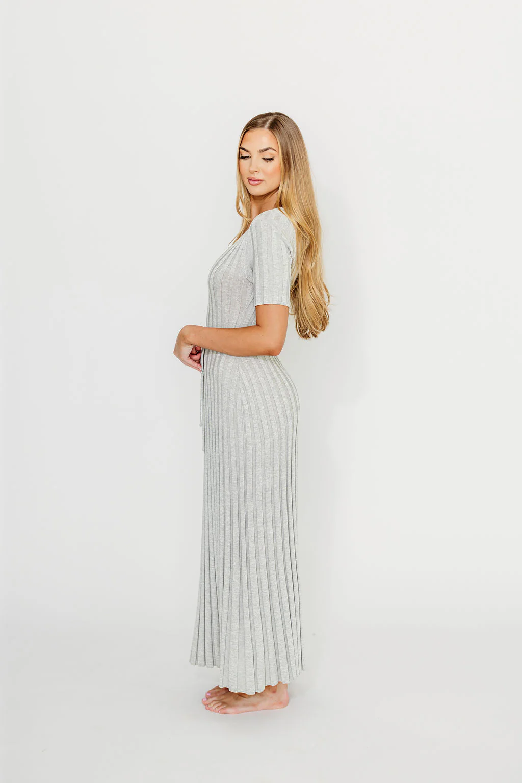 Oakley Ribbed Maxi Dress in Heather Grey -Bump Friendly *Final-Sale* - Image 4