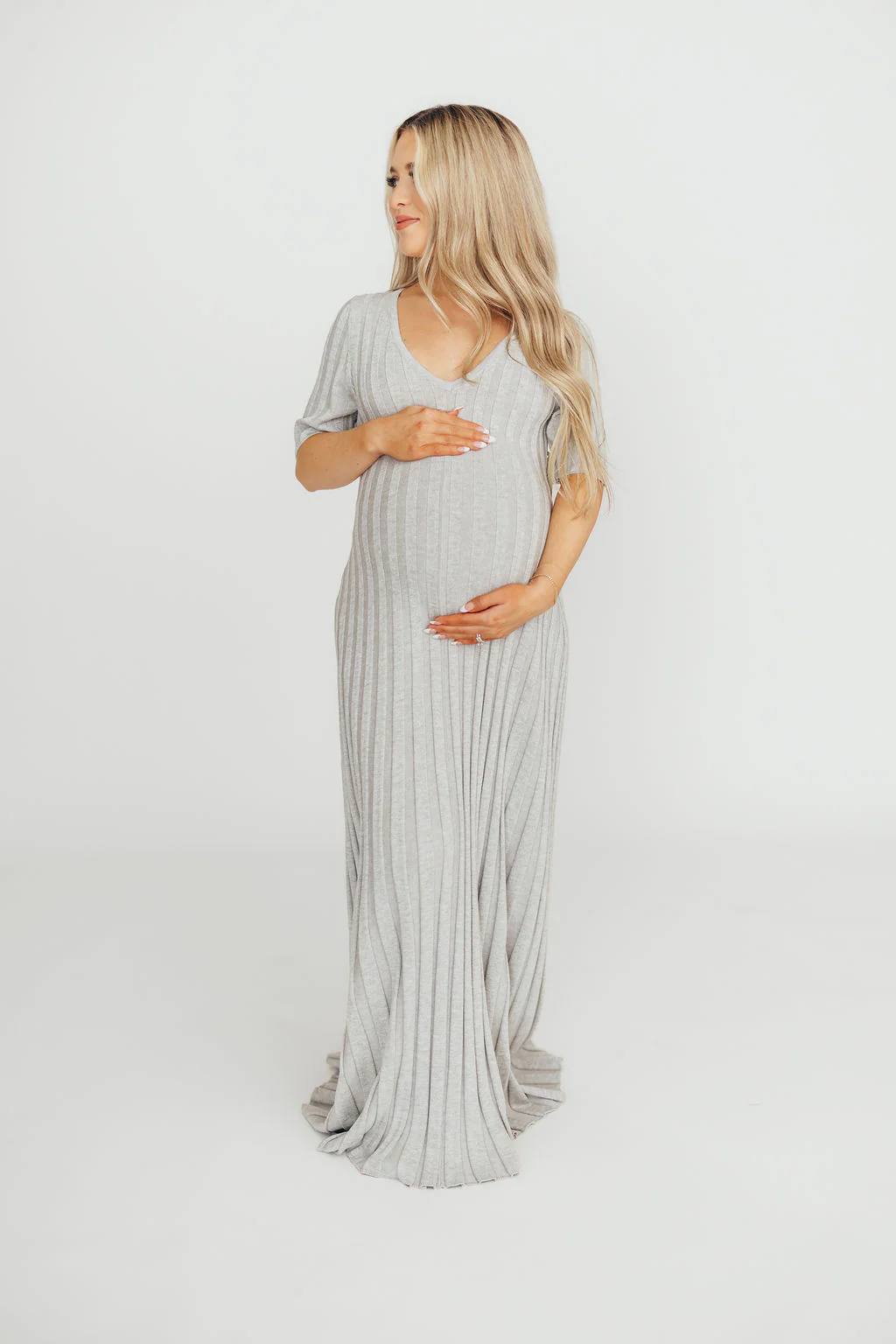 Oakley Ribbed Maxi Dress in Heather Grey -Bump Friendly *Final-Sale* - Image 5