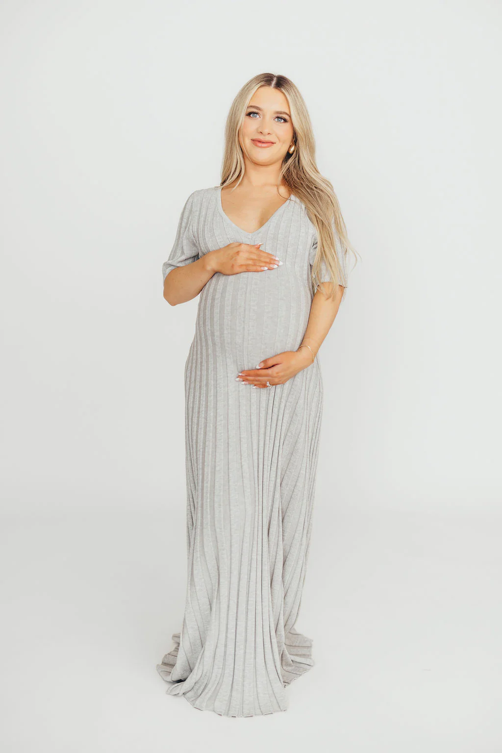 Oakley Ribbed Maxi Dress in Heather Grey -Bump Friendly *Final-Sale* - Image 6
