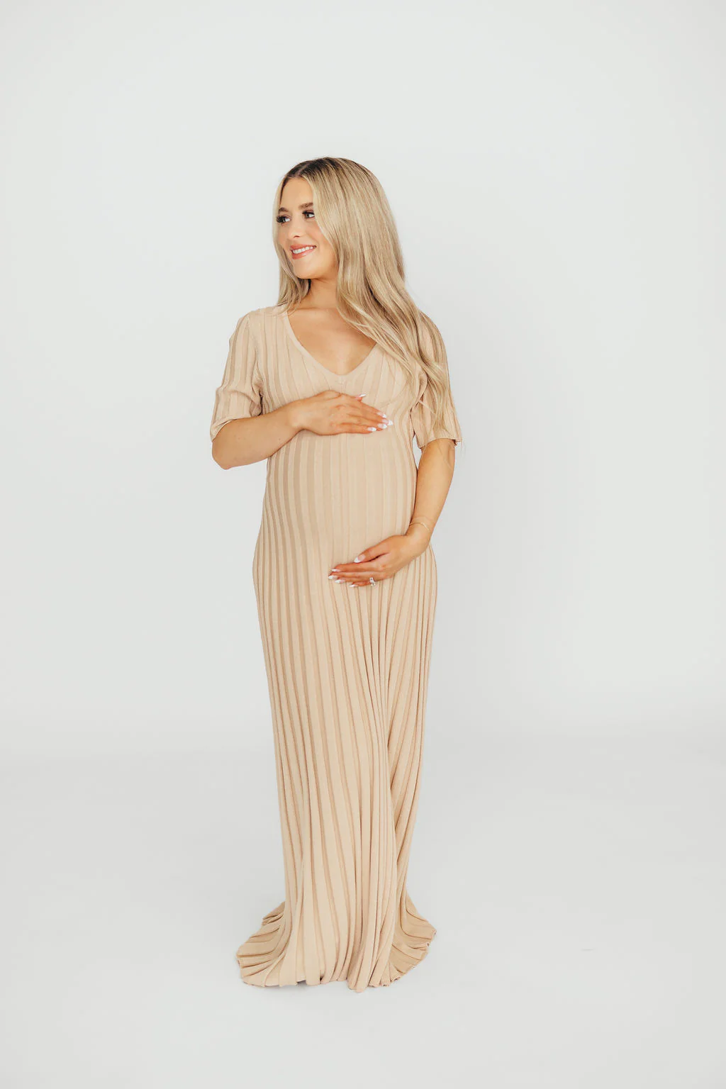 Oakley Ribbed Maxi Dress in Taupe - Bump Friendly *Final-Sale* *Final Sale* - Image 3