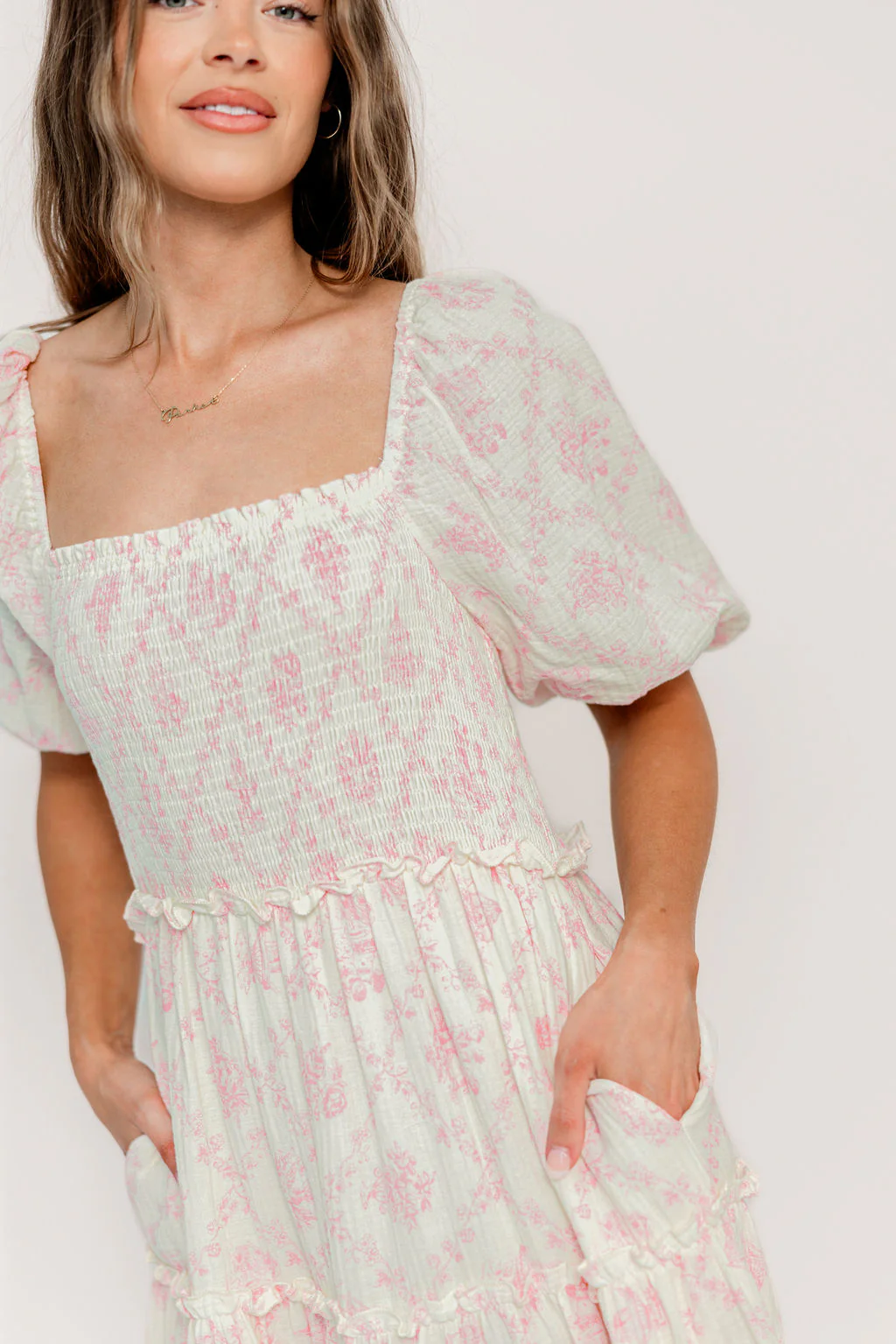 Karolyn Antique Puff Sleeve Tiered Maxi Dress in Pink - Image 5
