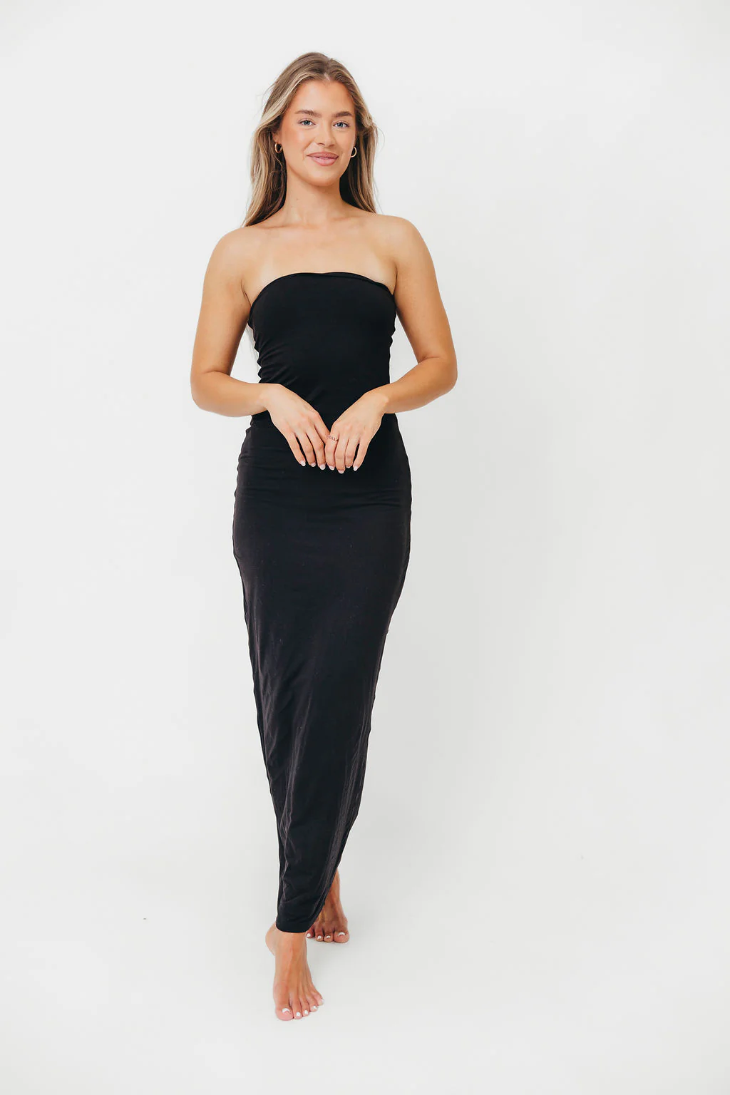 Jade Butter Soft Double Lined Maxi Dress in Black - Bump Friendly - Image 3