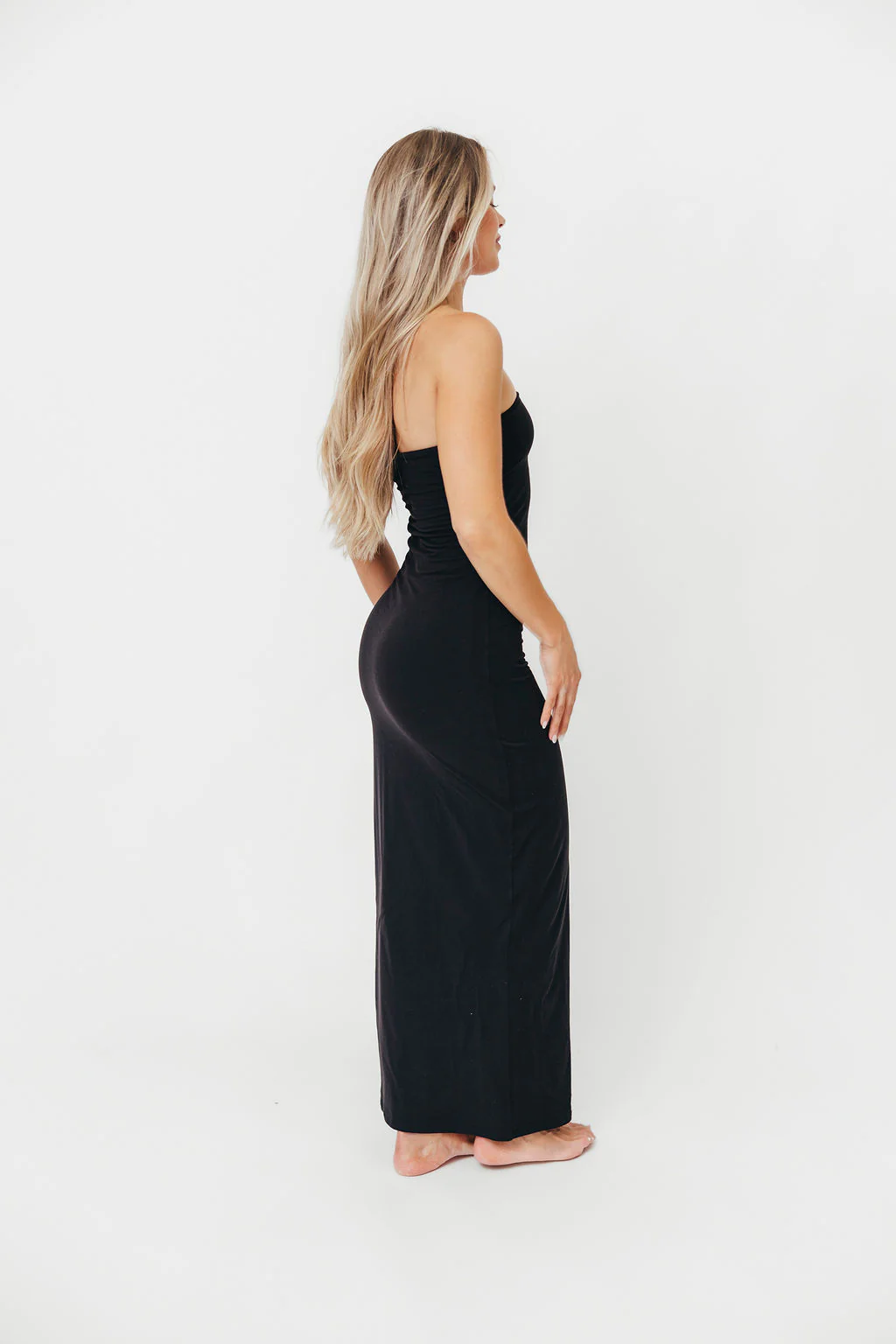 Jade Butter Soft Double Lined Maxi Dress in Black - Bump Friendly - Image 4