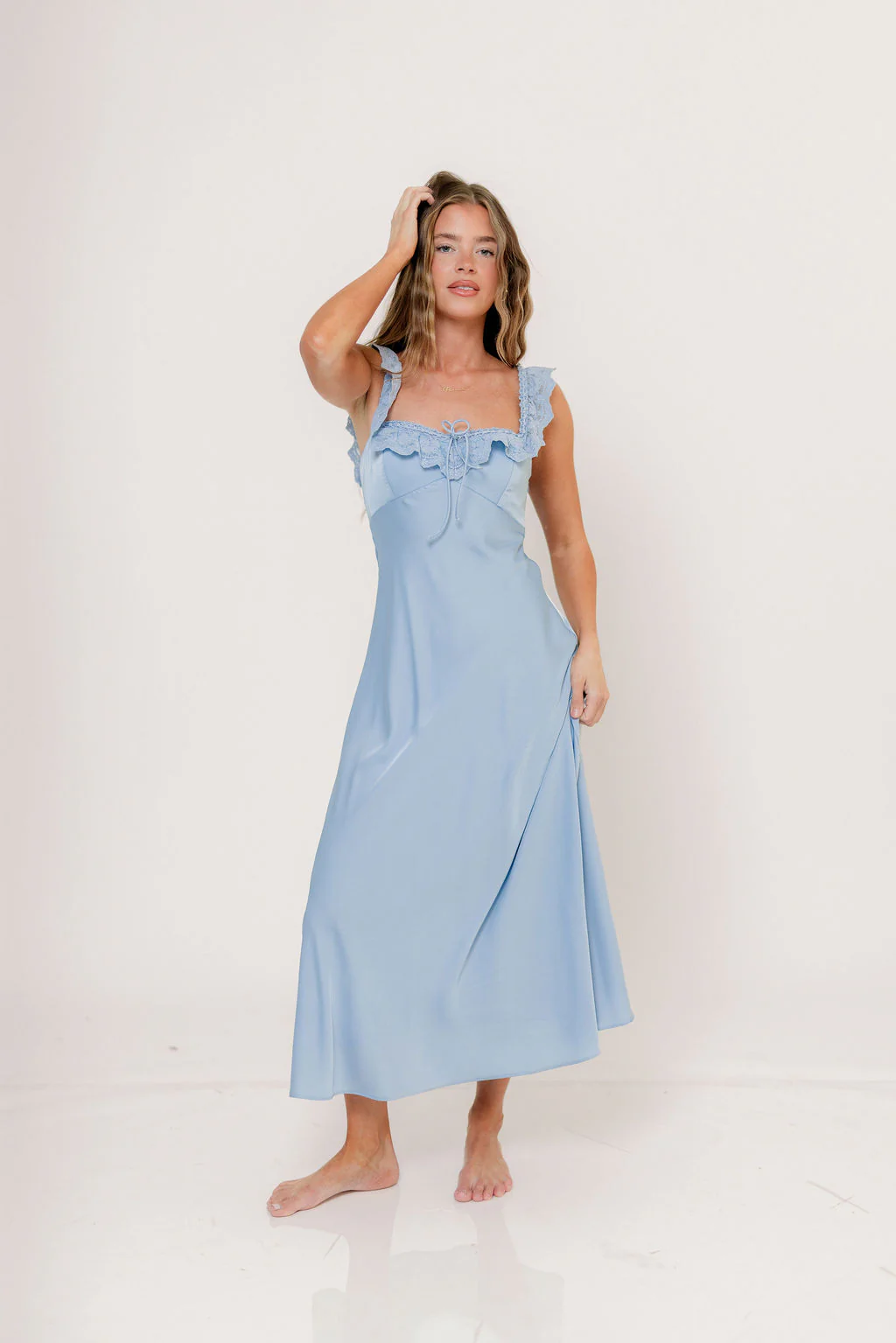ASTR Makiya Midi Dress in Blue - Image 2
