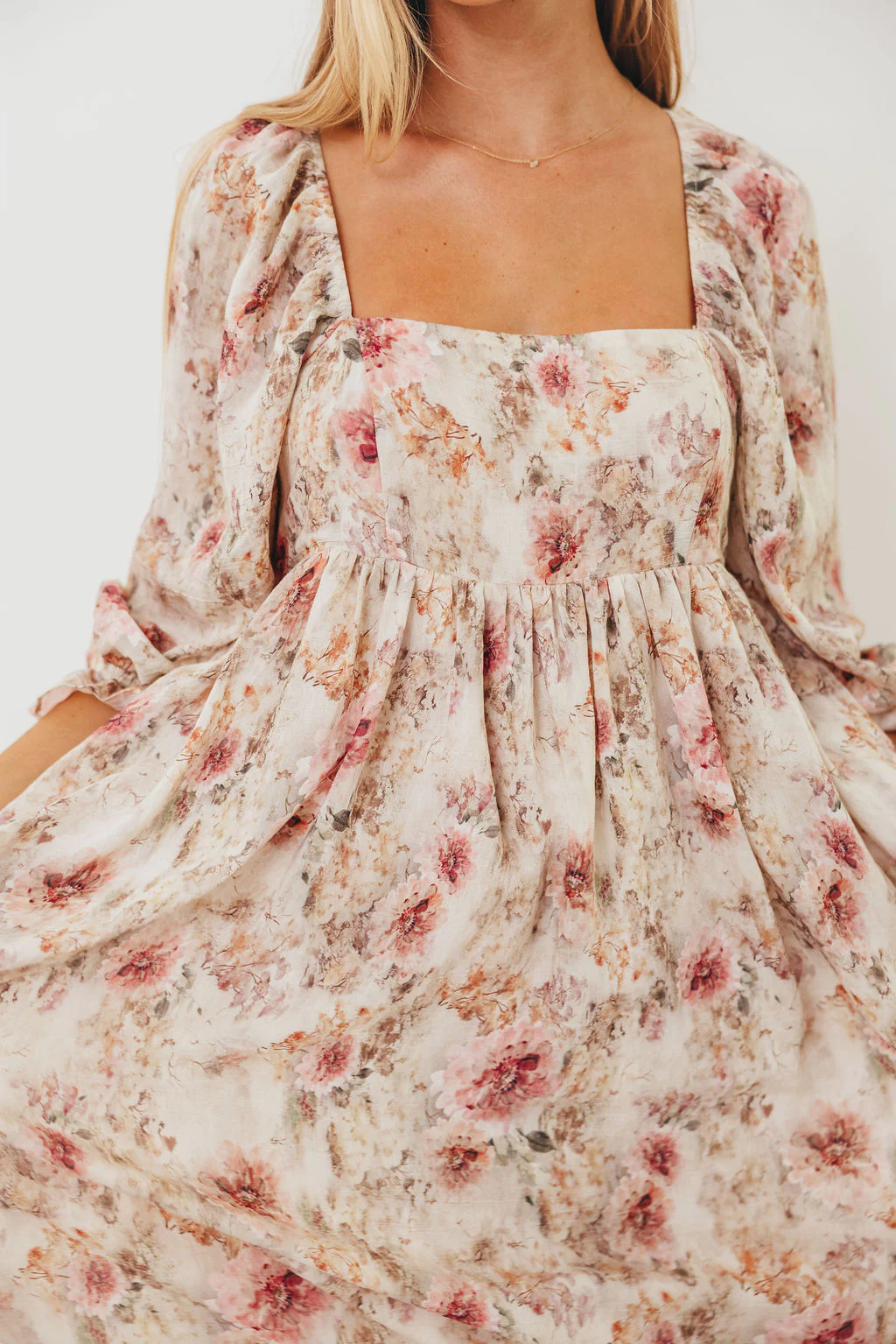 Mona Maxi Dress with Smocking in Pink/Beige Multi Floral - Bump Friendly - Image 10