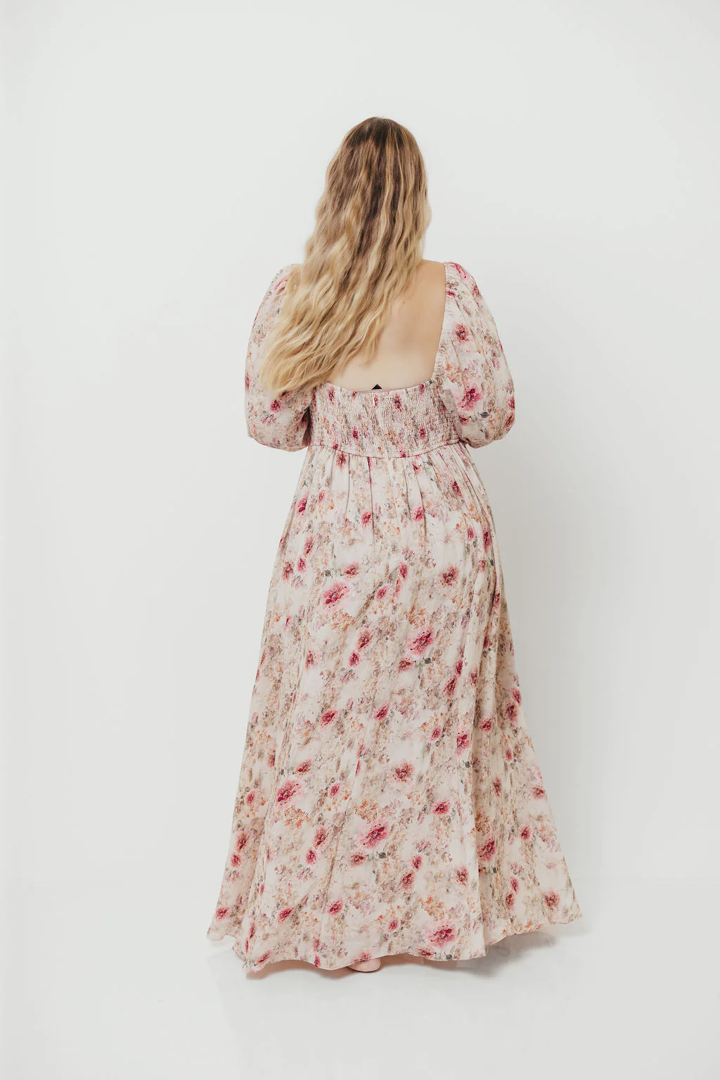 Mona Maxi Dress with Smocking in Pink/Beige Multi Floral - Bump Friendly - Image 22