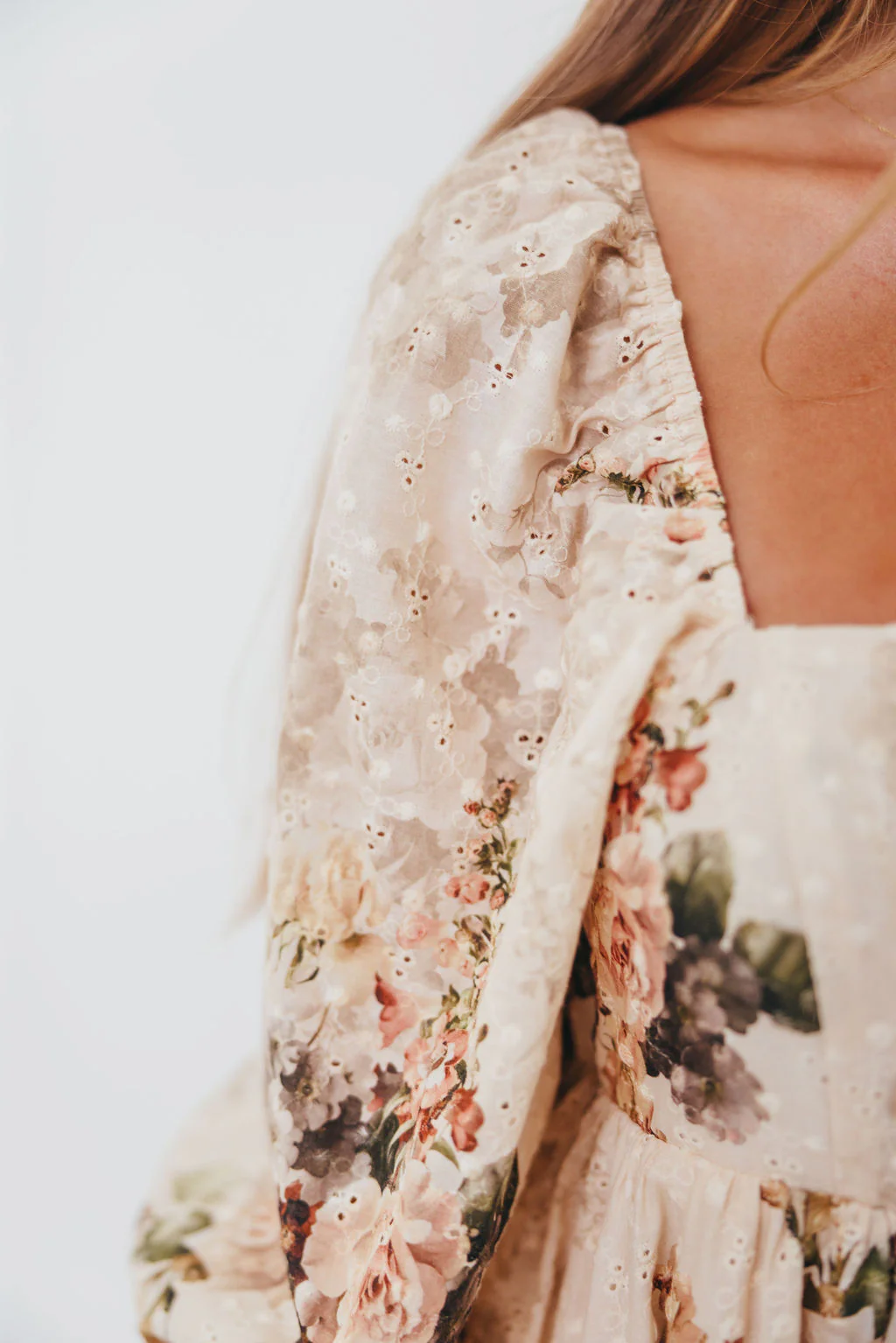 Mona Maxi Dress with Smocking in Cream/Beige Floral - Bump Friendly - Image 15