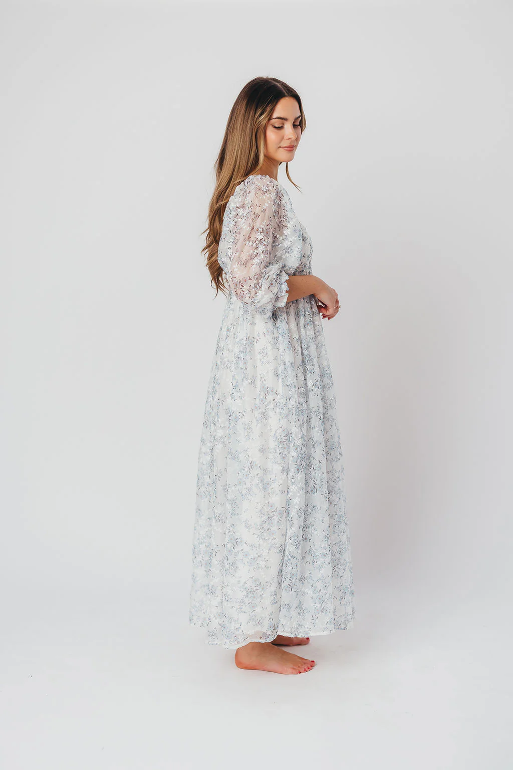 Mona Maxi Dress in Blue/White - Bump Friendly & Inclusive Sizing - Image 11