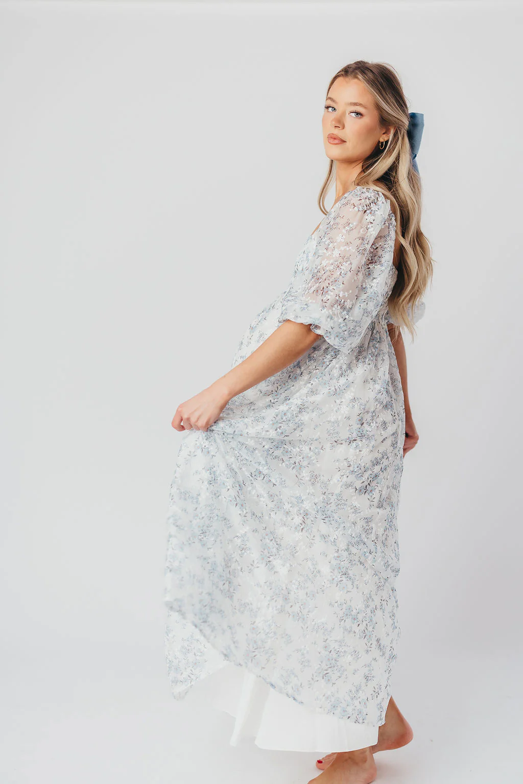 Mona Maxi Dress in Blue/White - Bump Friendly & Inclusive Sizing - Image 13