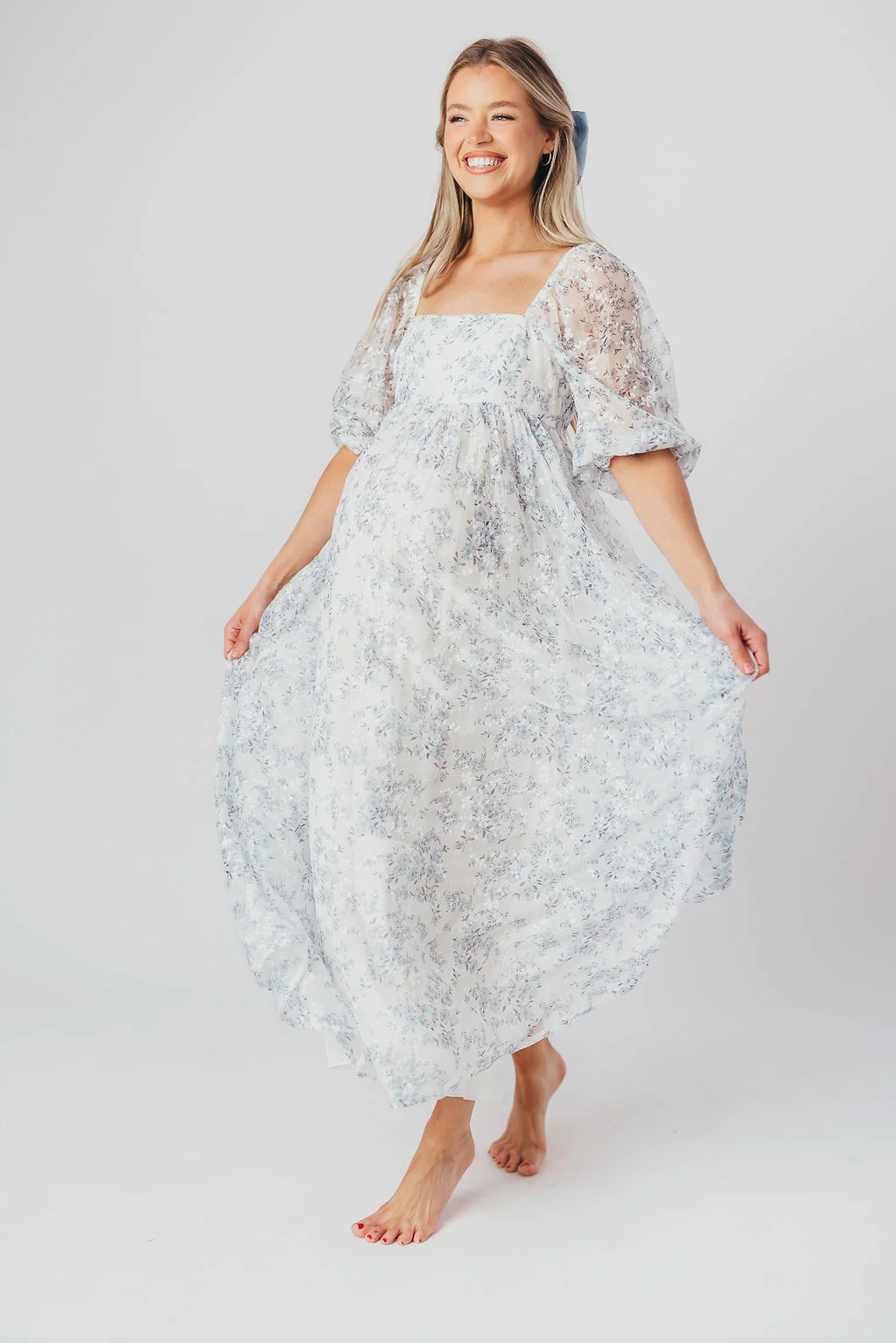 Mona Maxi Dress in Blue/White - Bump Friendly & Inclusive Sizing - Image 14