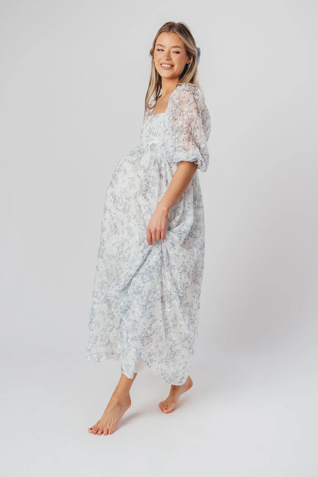 Mona Maxi Dress in Blue/White - Bump Friendly & Inclusive Sizing - Image 15