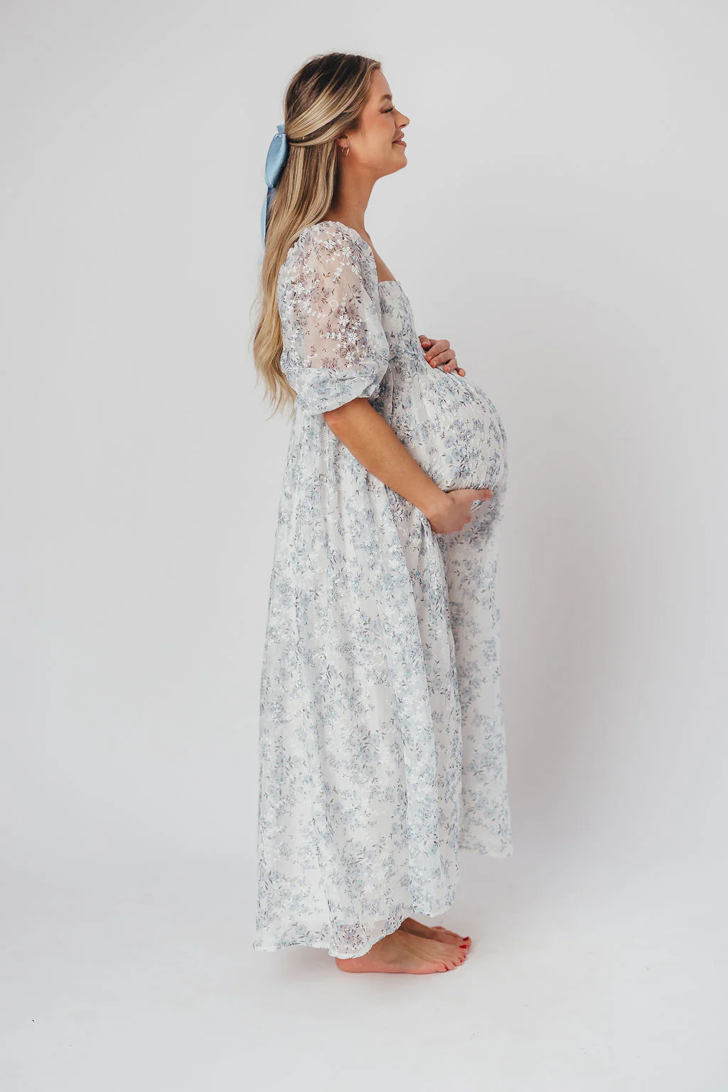 Mona Maxi Dress in Blue/White - Bump Friendly & Inclusive Sizing - Image 16