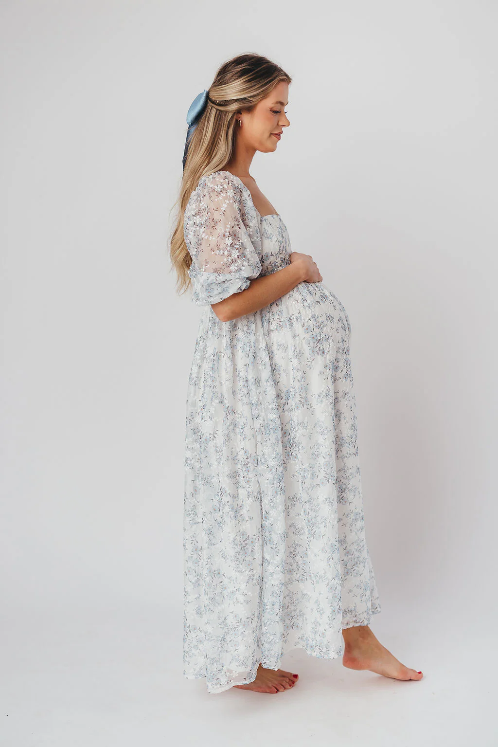 Mona Maxi Dress in Blue/White - Bump Friendly & Inclusive Sizing - Image 17