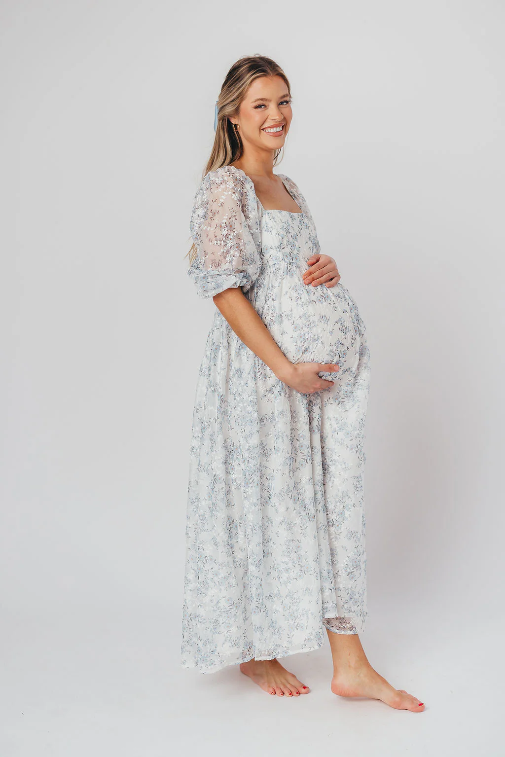 Mona Maxi Dress in Blue/White - Bump Friendly & Inclusive Sizing - Image 18