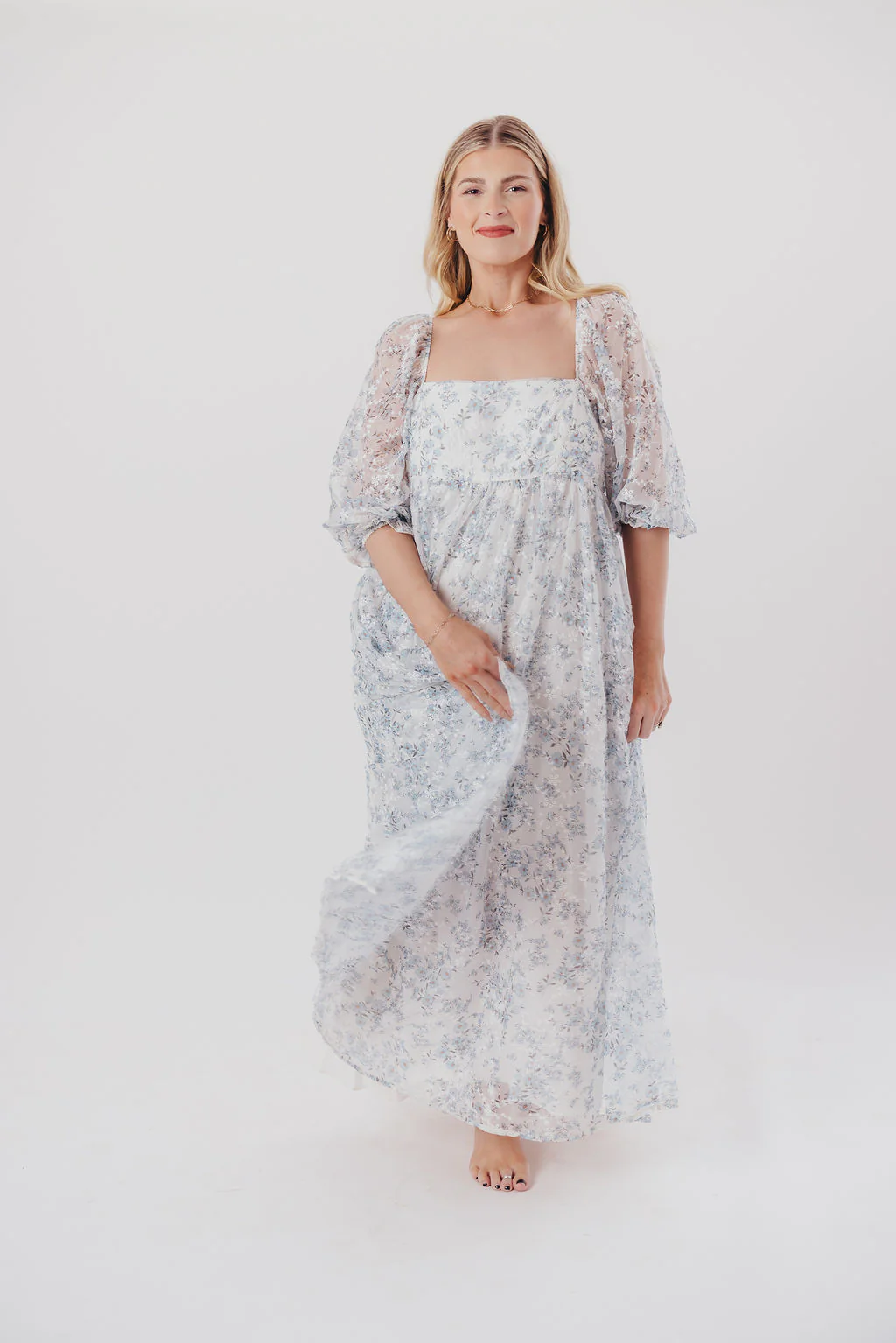 Mona Maxi Dress in Blue/White - Bump Friendly & Inclusive Sizing - Image 25