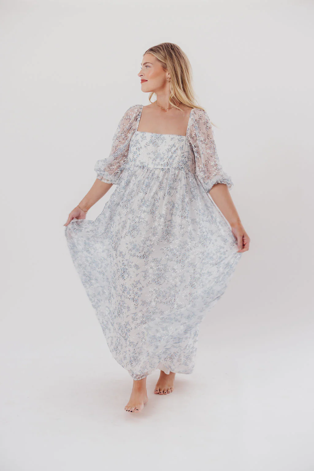 Mona Maxi Dress in Blue/White - Bump Friendly & Inclusive Sizing - Image 26