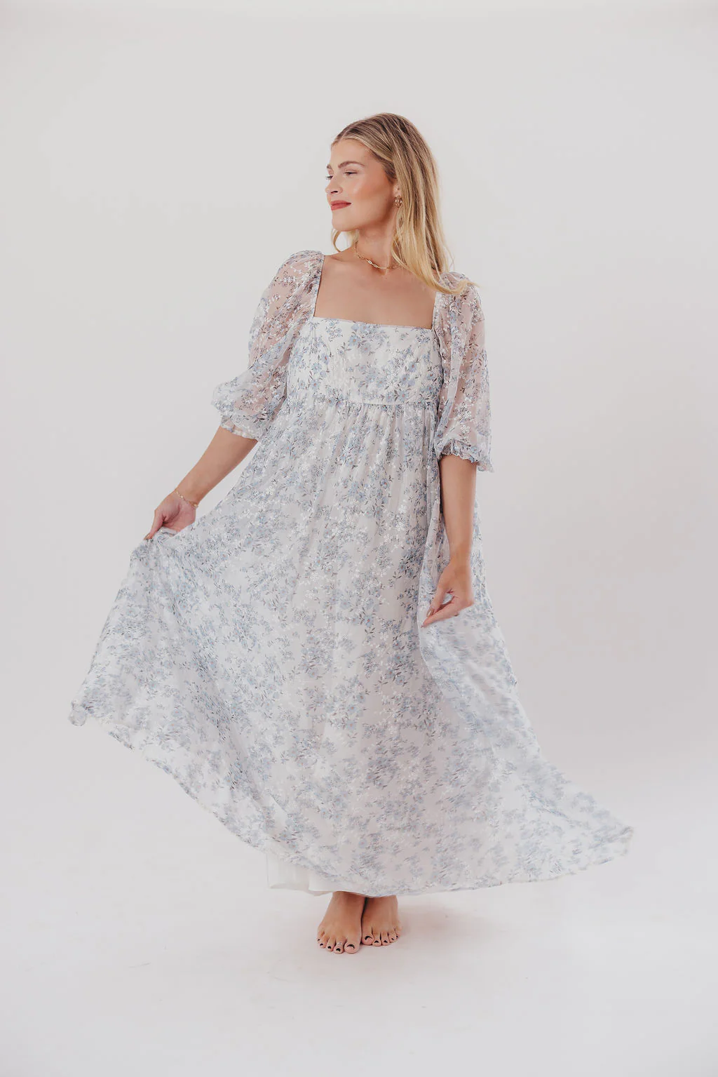 Mona Maxi Dress in Blue/White - Bump Friendly & Inclusive Sizing - Image 27