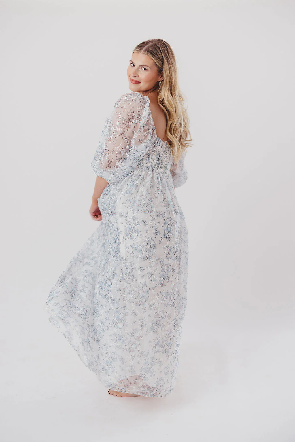 Mona Maxi Dress in Blue/White - Bump Friendly & Inclusive Sizing - Image 29