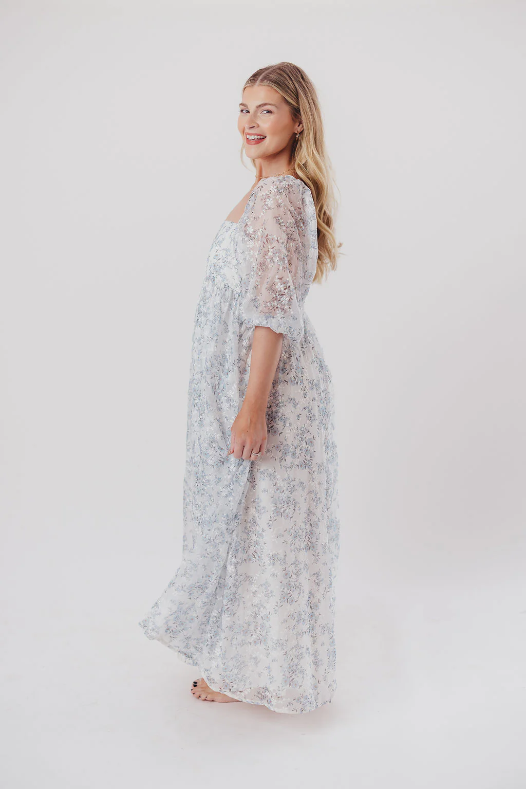 Mona Maxi Dress in Blue/White - Bump Friendly & Inclusive Sizing - Image 31