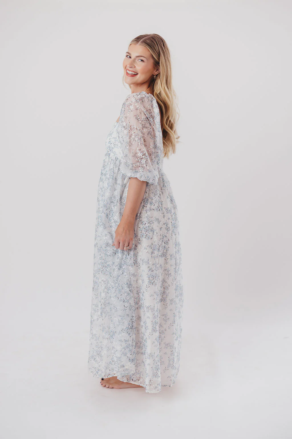 Mona Maxi Dress in Blue/White - Bump Friendly & Inclusive Sizing - Image 32