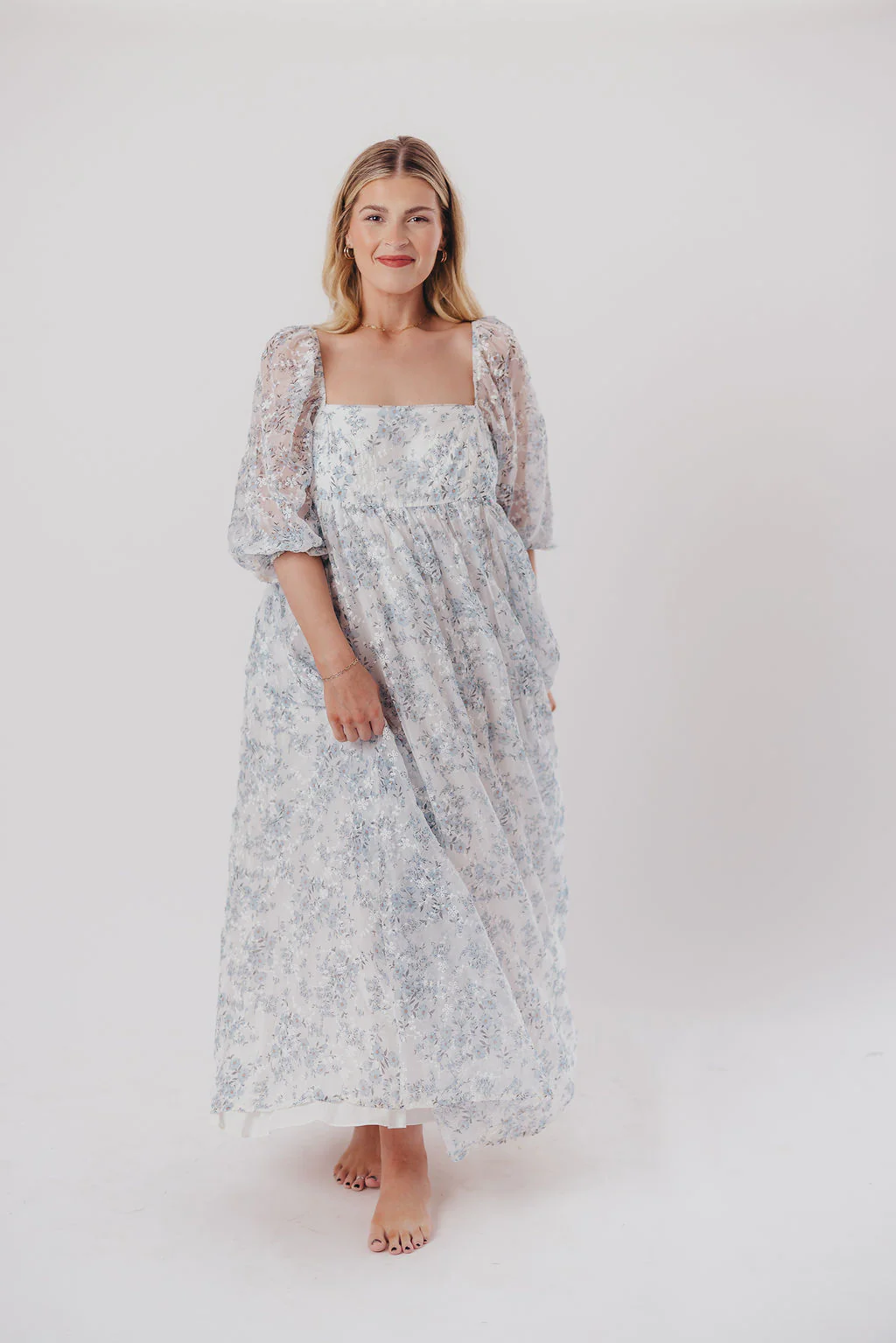 Mona Maxi Dress in Blue/White - Bump Friendly & Inclusive Sizing - Image 33