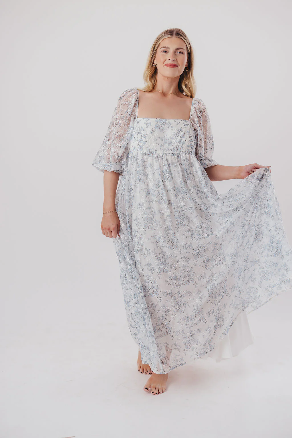 Mona Maxi Dress in Blue/White - Bump Friendly & Inclusive Sizing - Image 34