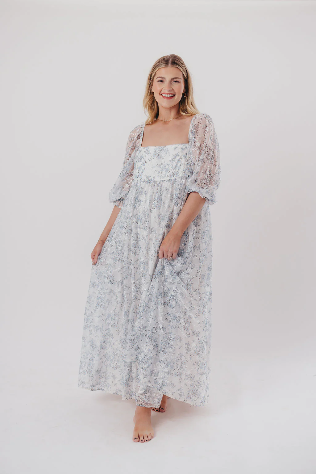 Mona Maxi Dress in Blue/White - Bump Friendly & Inclusive Sizing - Image 35