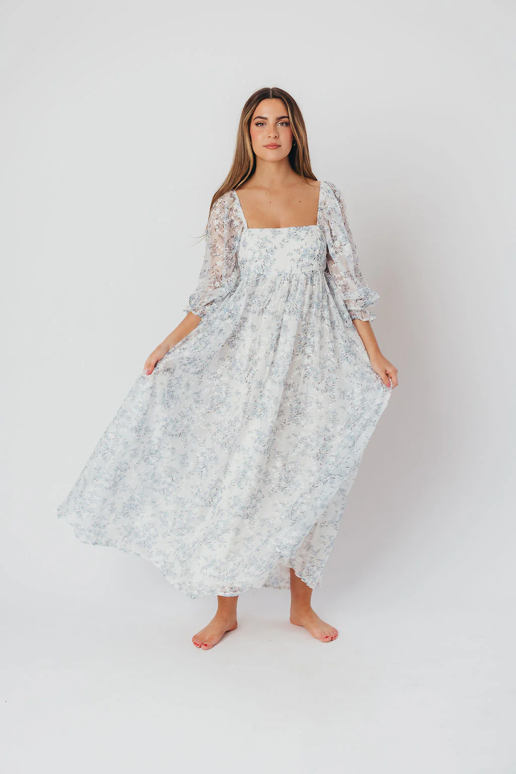 Mona Maxi Dress in Blue/White - Bump Friendly & Inclusive Sizing - Image 4