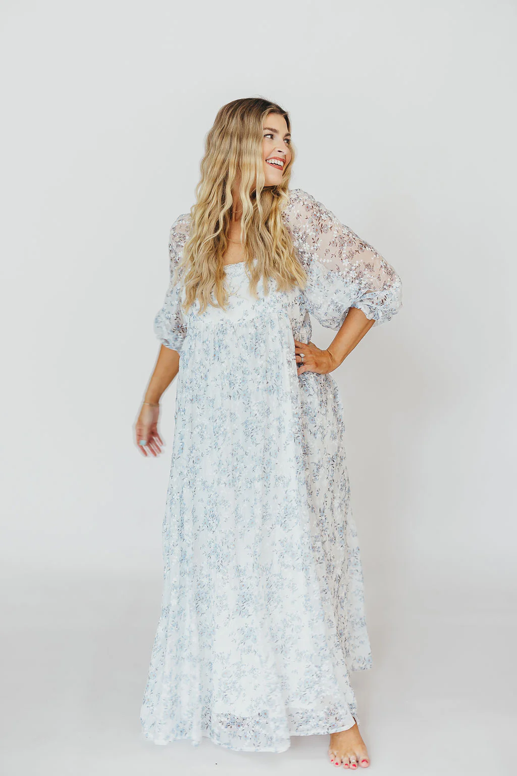Mona Maxi Dress in Blue/White - Bump Friendly & Inclusive Sizing - Image 44
