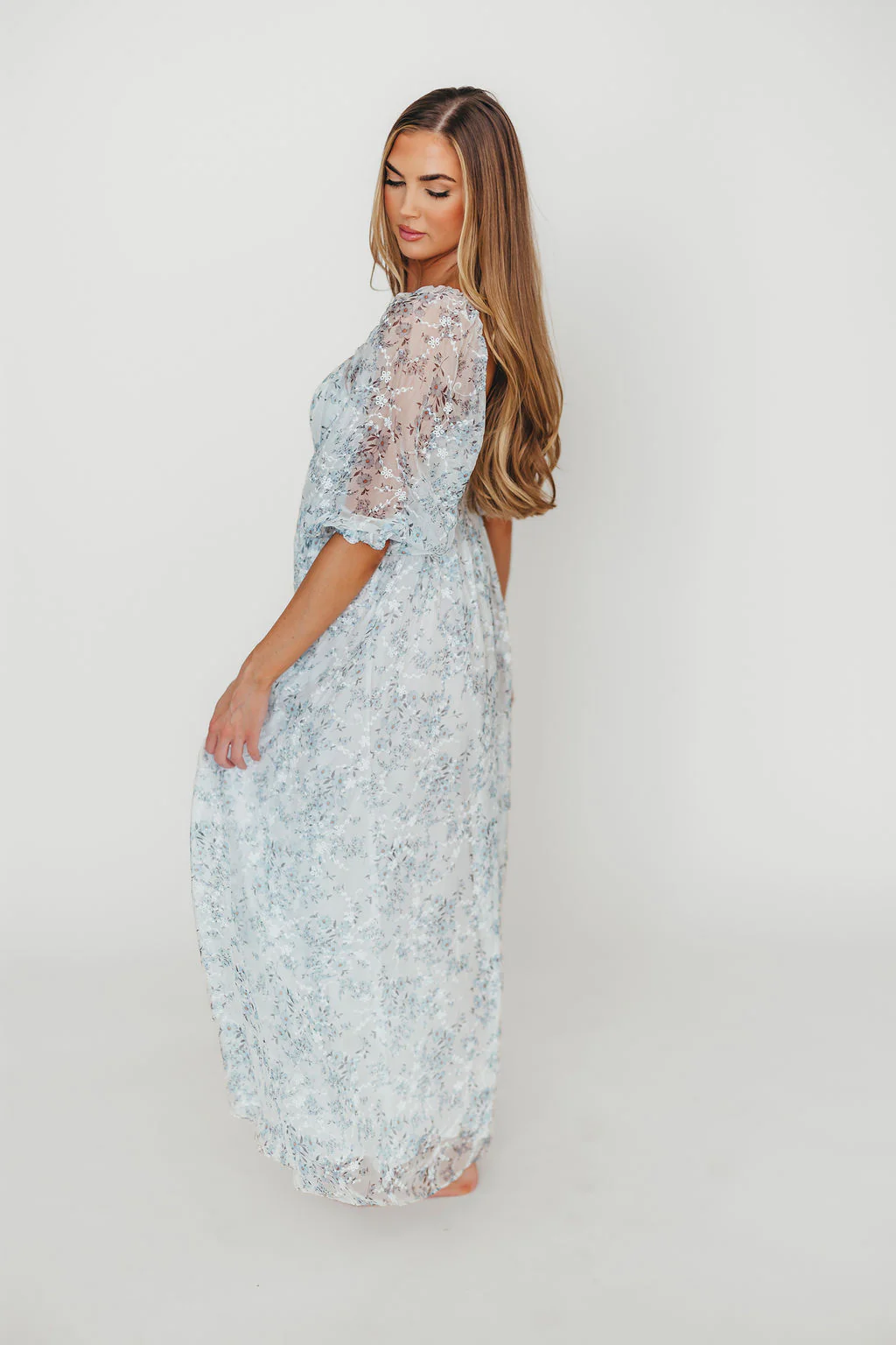 Mona Maxi Dress in Blue/White - Bump Friendly & Inclusive Sizing - Image 48
