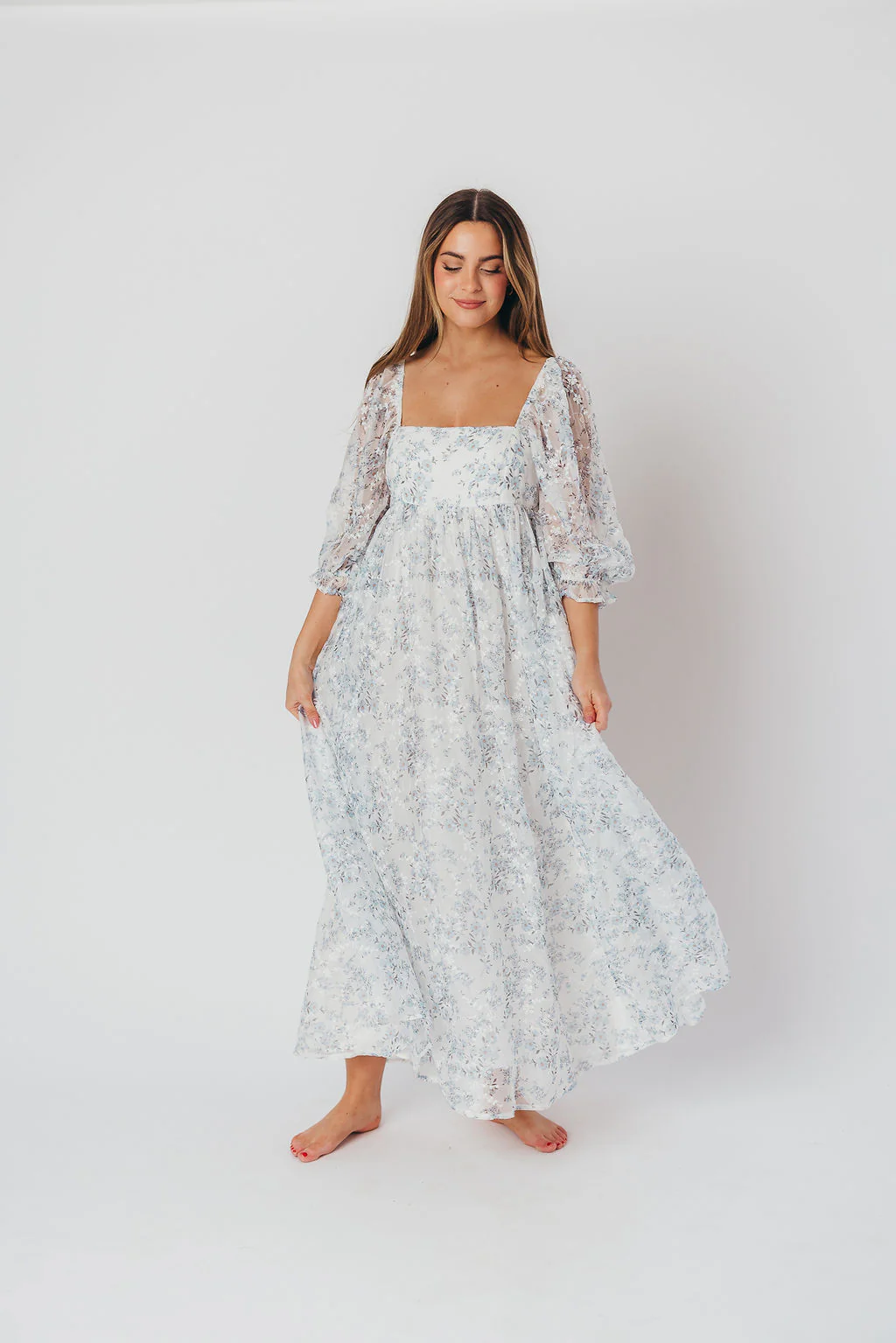 Mona Maxi Dress in Blue/White - Bump Friendly & Inclusive Sizing - Image 5