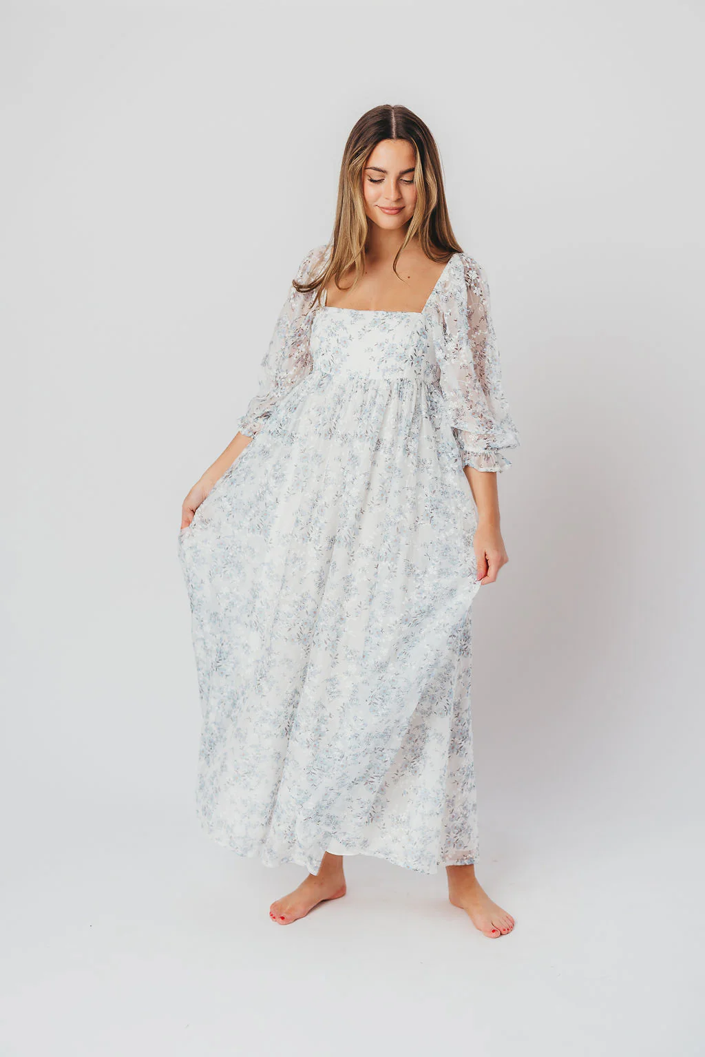 Mona Maxi Dress in Blue/White - Bump Friendly & Inclusive Sizing - Image 6