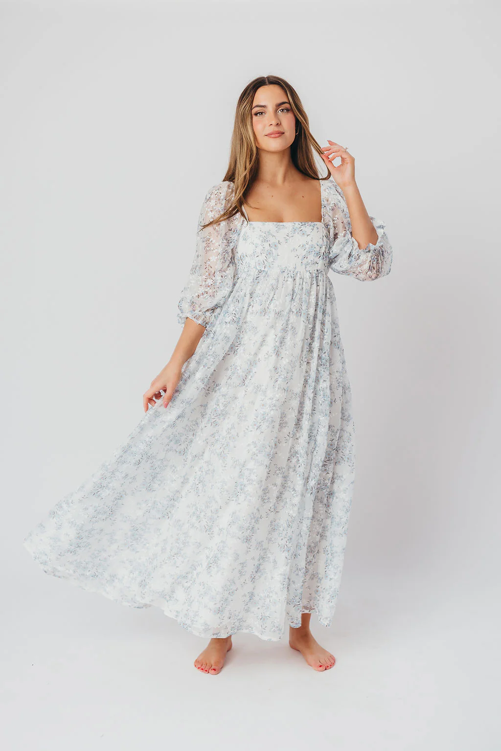 Mona Maxi Dress in Blue/White - Bump Friendly & Inclusive Sizing - Image 7