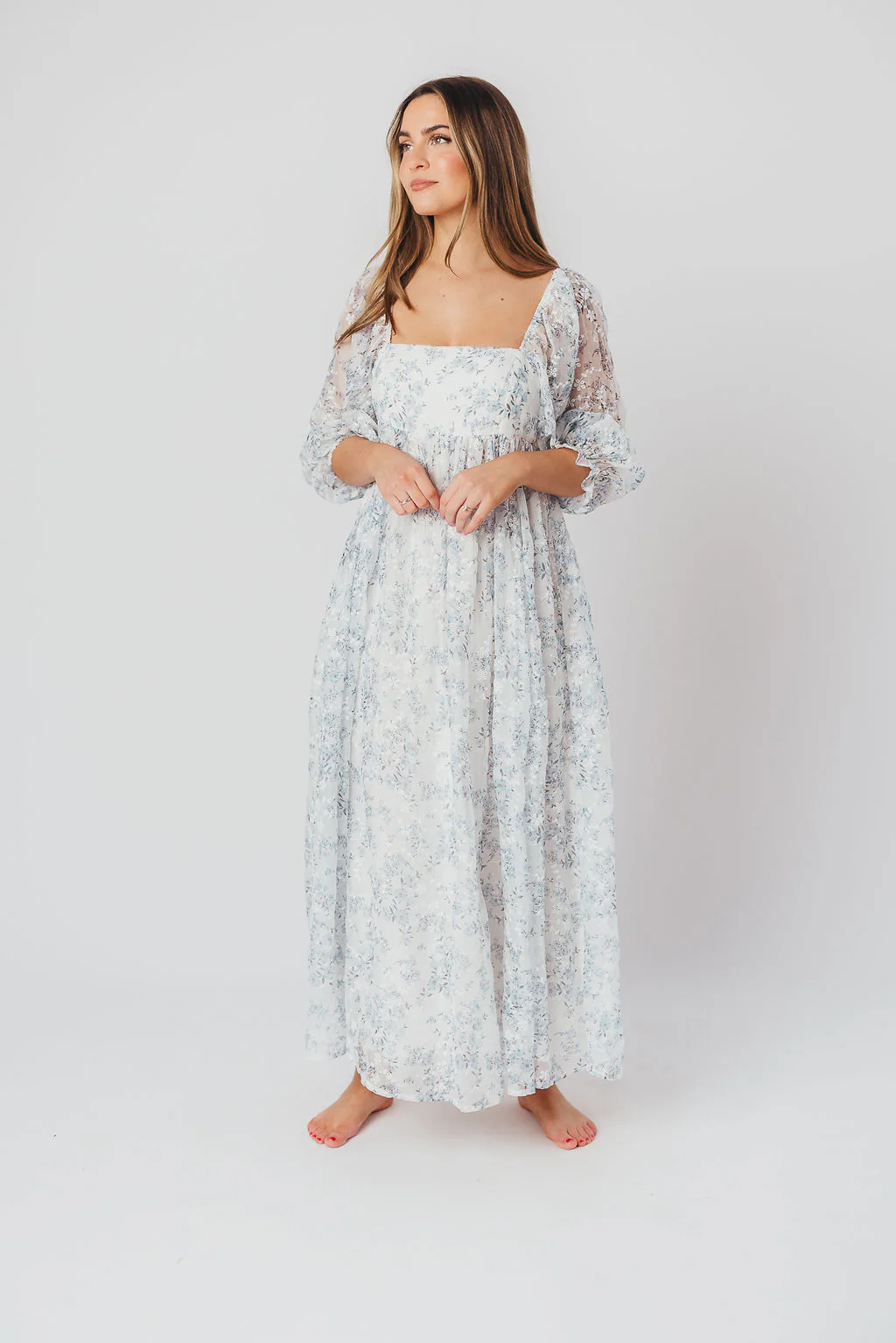 Mona Maxi Dress in Blue/White - Bump Friendly & Inclusive Sizing - Image 8