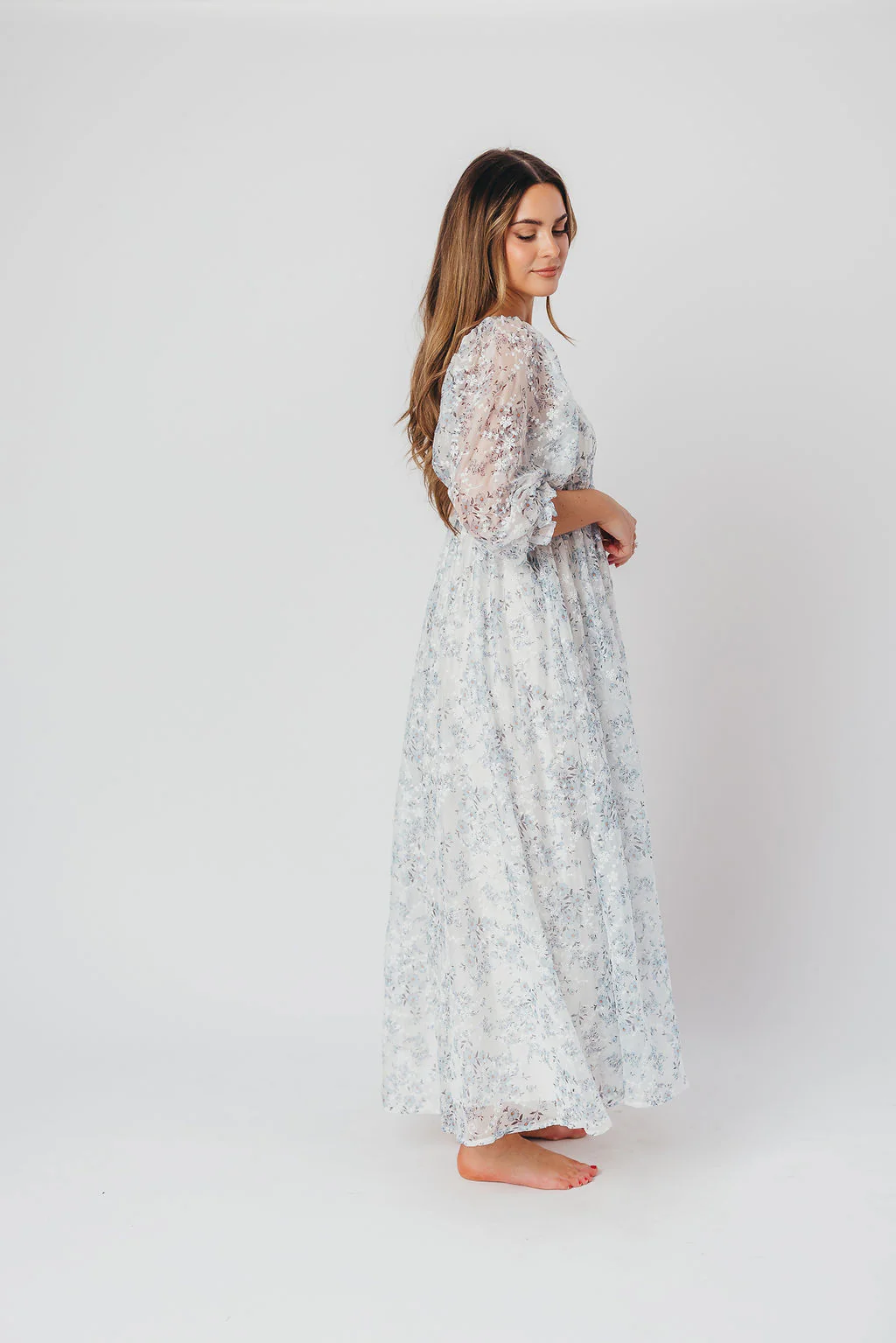 Mona Maxi Dress in Blue/White - Bump Friendly & Inclusive Sizing - Image 9