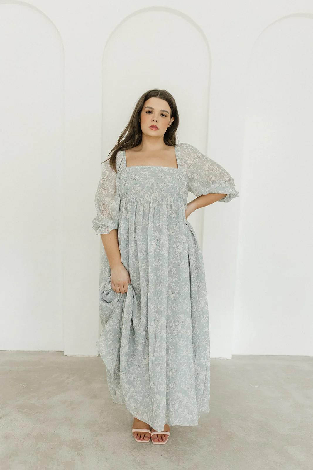 Mona Maxi Dress with Smocking in Sage Green Floral - Bump Friendly - Image 11