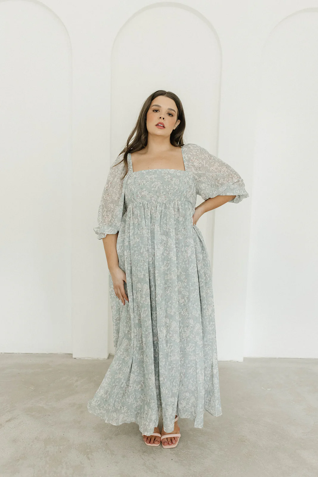 Mona Maxi Dress with Smocking in Sage Green Floral - Bump Friendly - Image 12