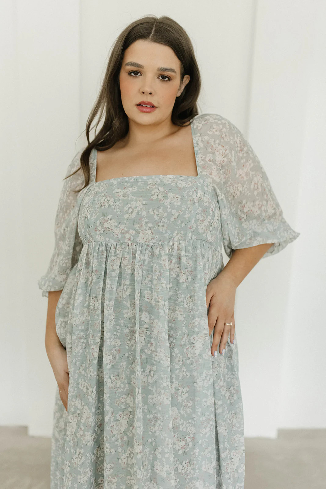 Mona Maxi Dress with Smocking in Sage Green Floral - Bump Friendly - Image 14
