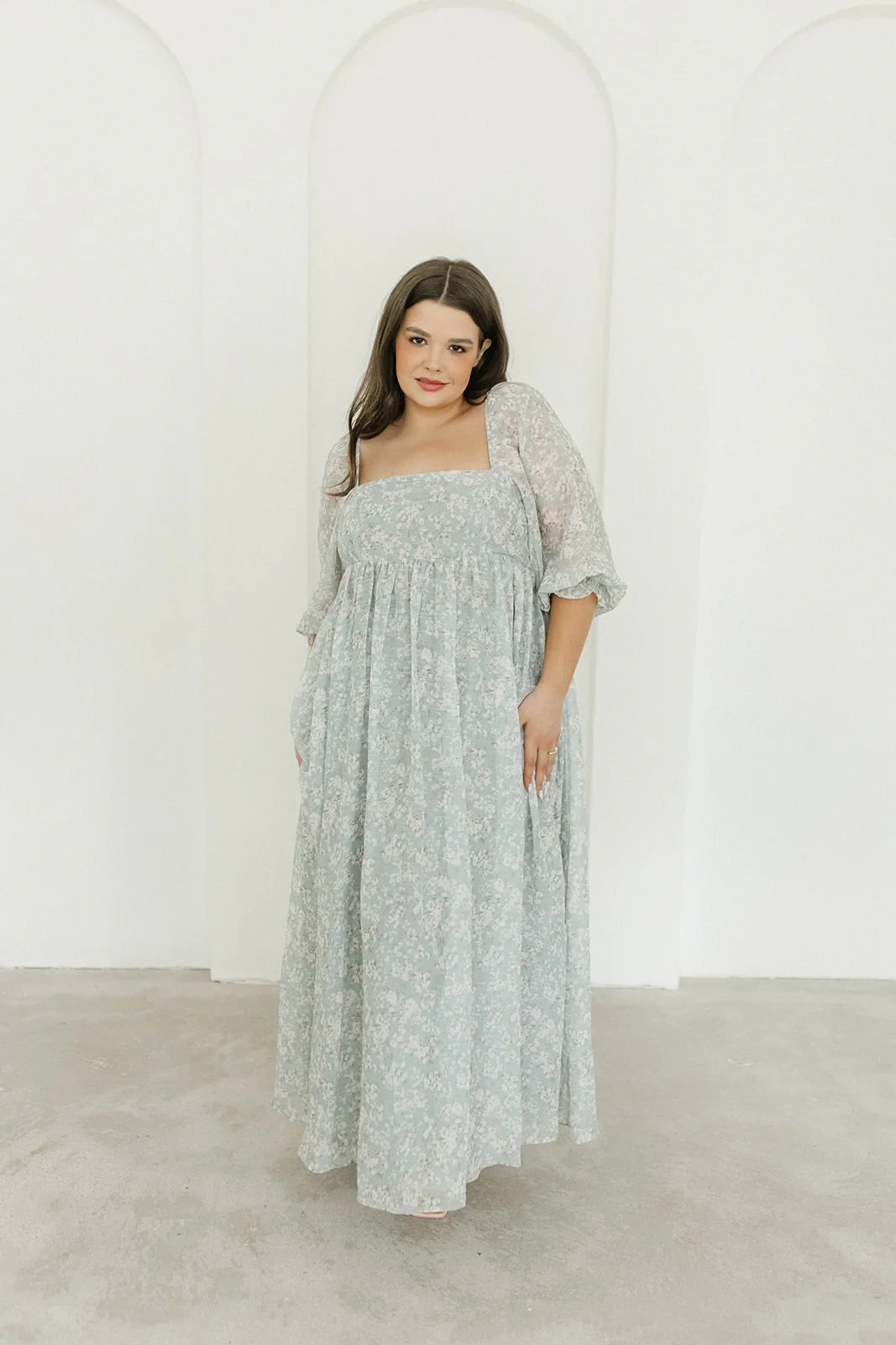 Mona Maxi Dress with Smocking in Sage Green Floral - Bump Friendly - Image 16