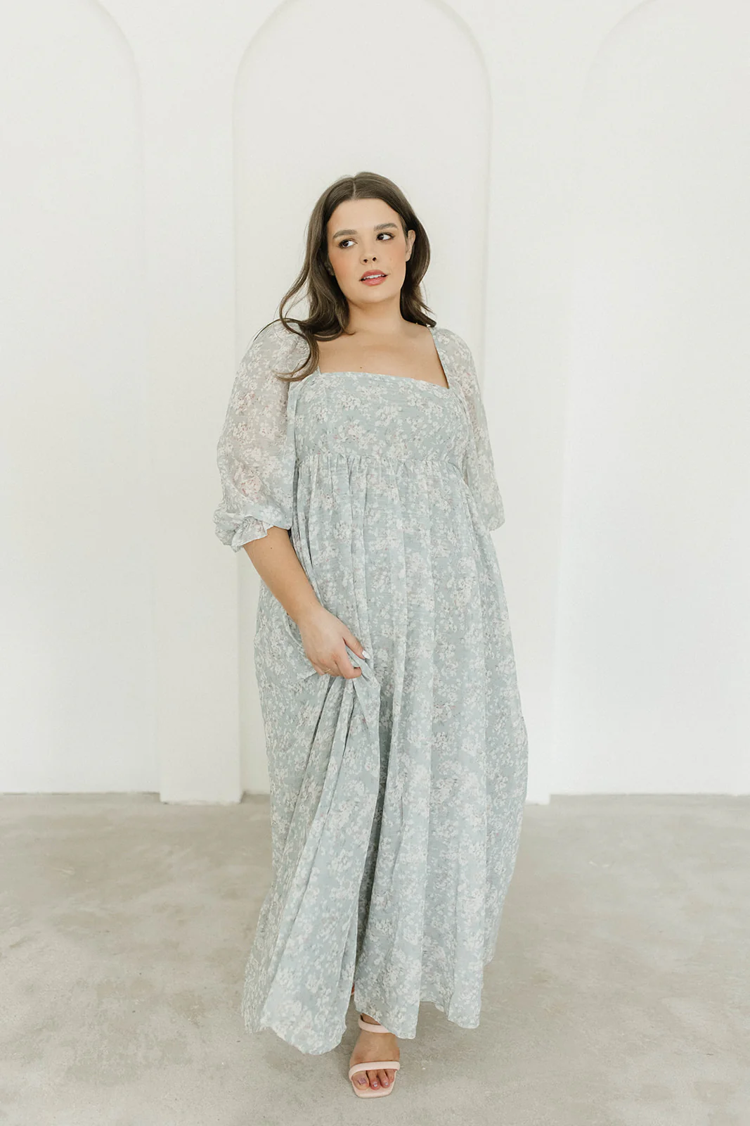 Mona Maxi Dress with Smocking in Sage Green Floral - Bump Friendly - Image 17