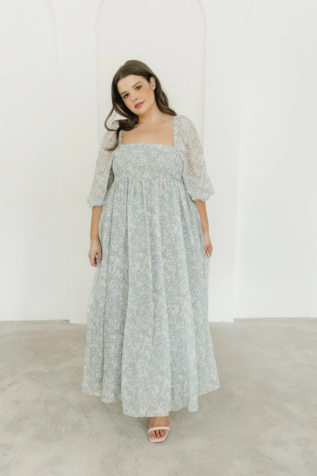 Mona Maxi Dress with Smocking in Sage Green Floral - Bump Friendly - Image 18