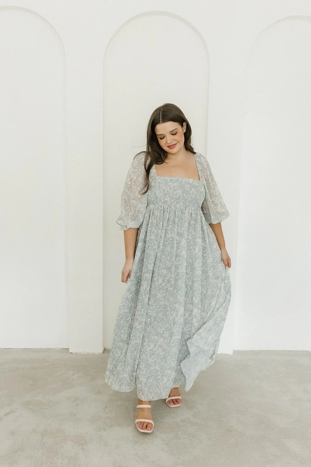 Mona Maxi Dress with Smocking in Sage Green Floral - Bump Friendly - Image 19