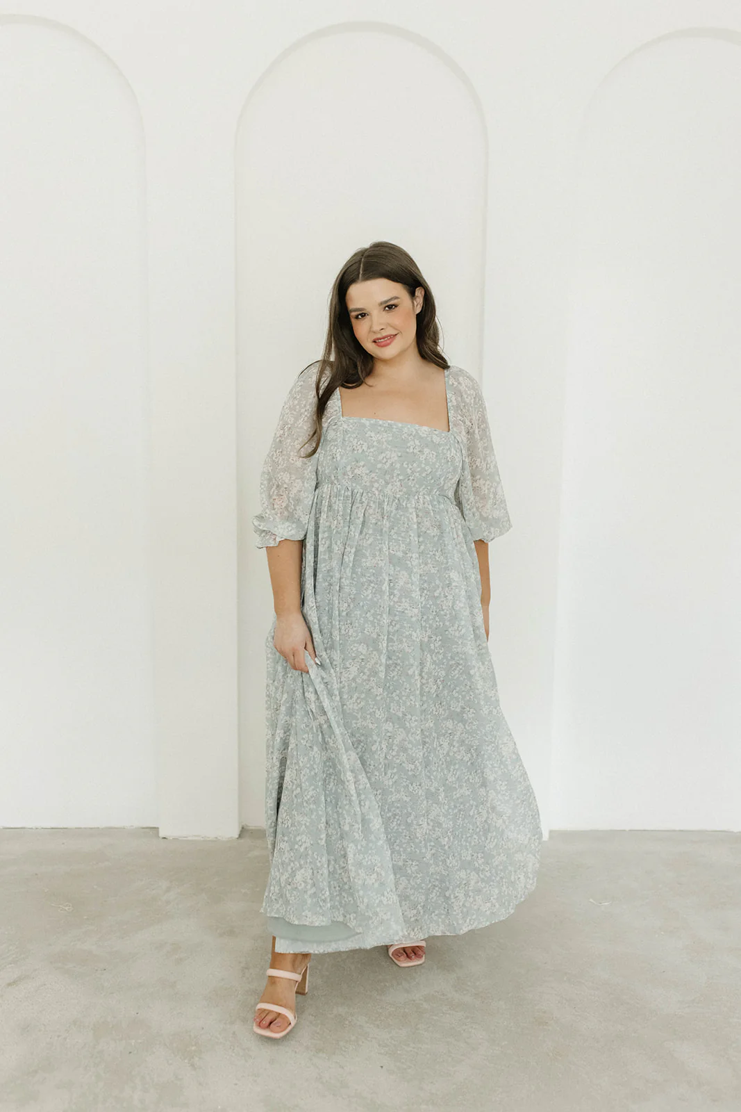 Mona Maxi Dress with Smocking in Sage Green Floral - Bump Friendly - Image 20