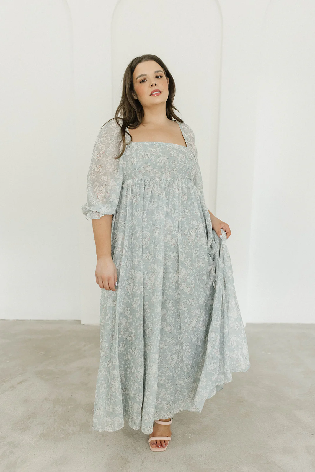 Mona Maxi Dress with Smocking in Sage Green Floral - Bump Friendly - Image 23