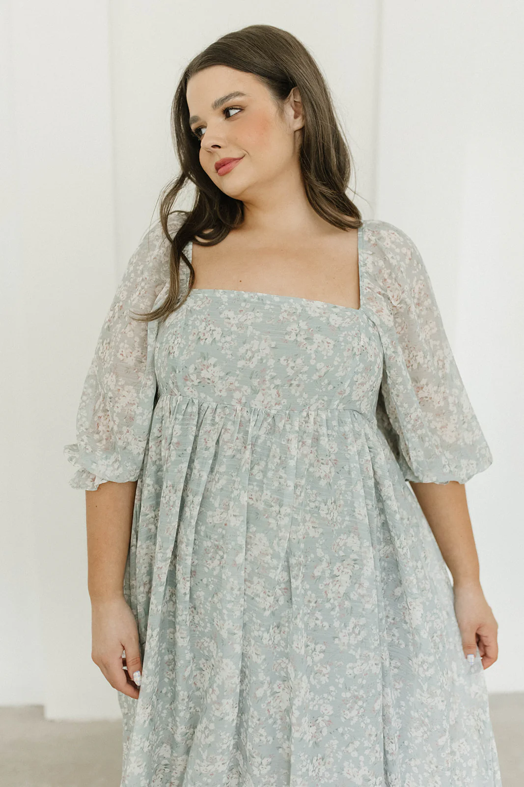 Mona Maxi Dress with Smocking in Sage Green Floral - Bump Friendly - Image 25