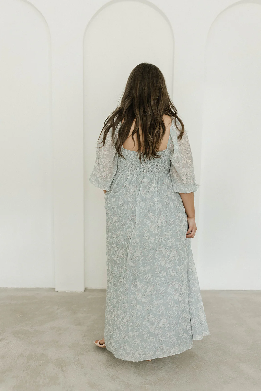 Mona Maxi Dress with Smocking in Sage Green Floral - Bump Friendly - Image 29