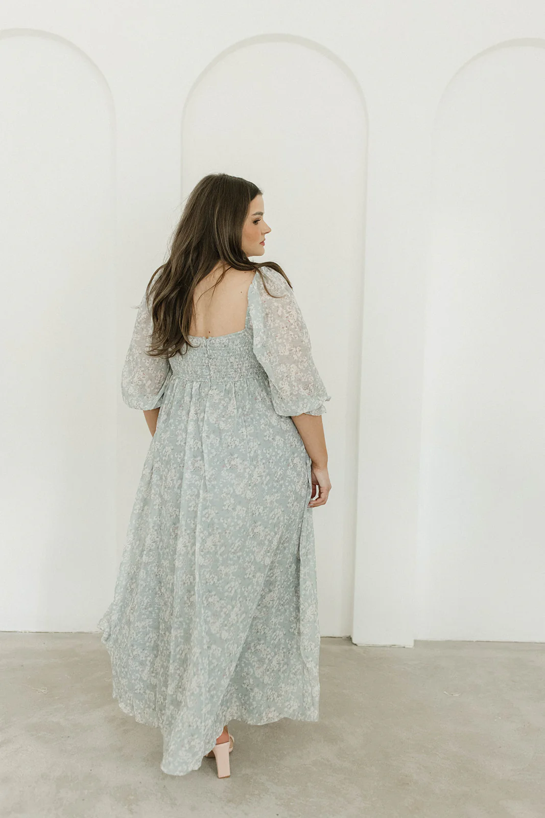 Mona Maxi Dress with Smocking in Sage Green Floral - Bump Friendly - Image 32