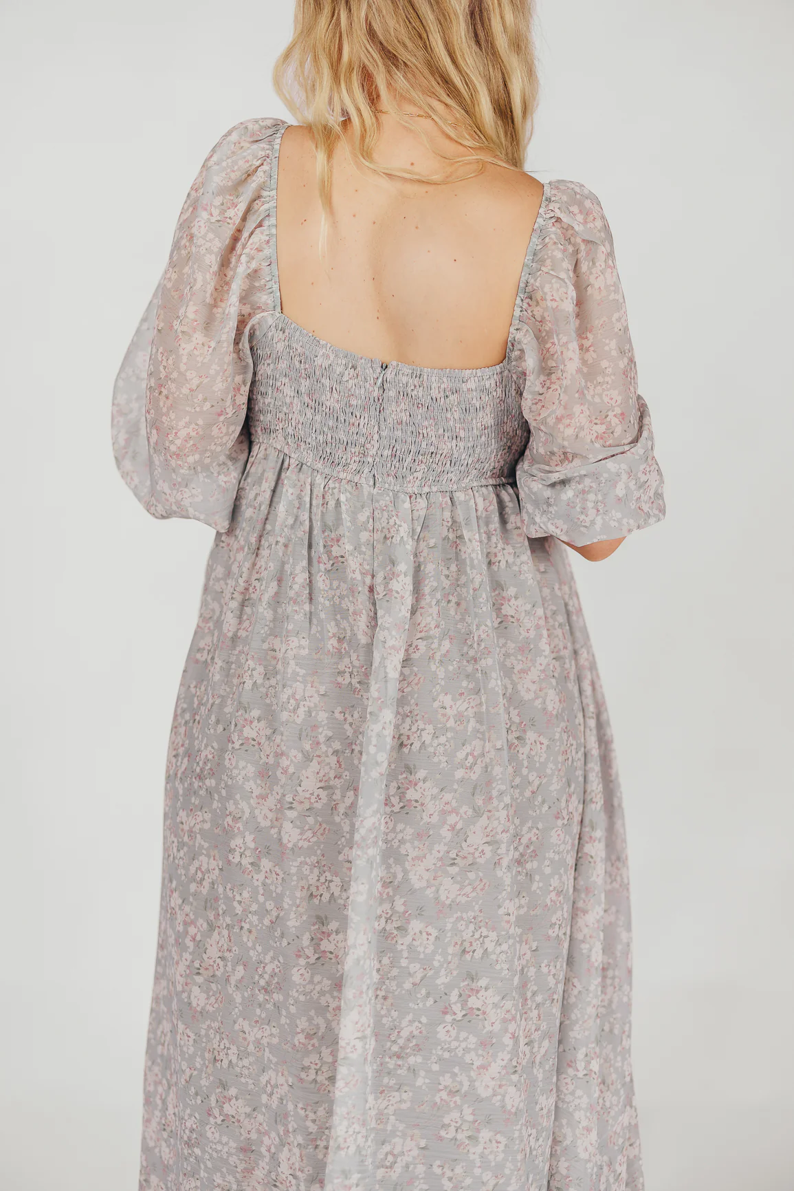 Mona Maxi Dress with Smocking in Sage Green Floral - Bump Friendly - Image 37