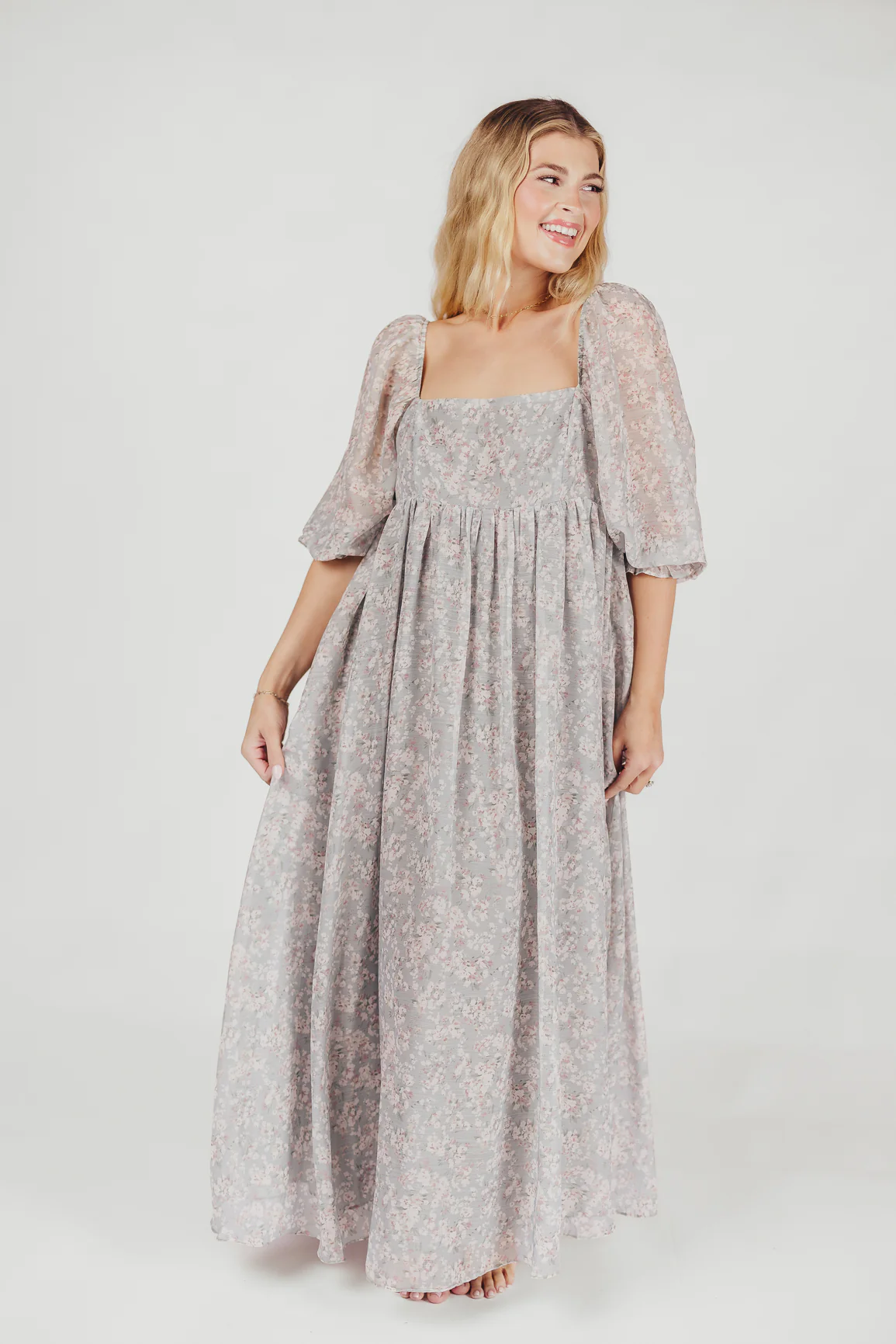 Mona Maxi Dress with Smocking in Sage Green Floral - Bump Friendly - Image 40